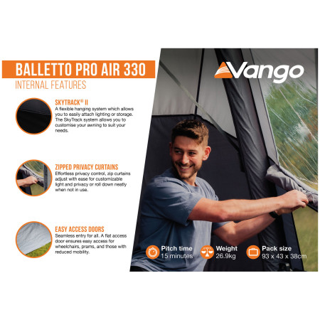 Vango Balletto Pro Air 330 elősátor