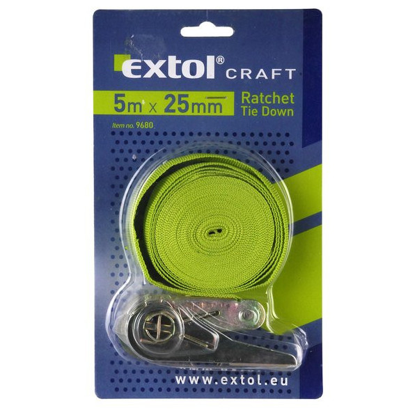 Racsnis rögzítő heveder Extol 5m x 25mm, max. 150kg
