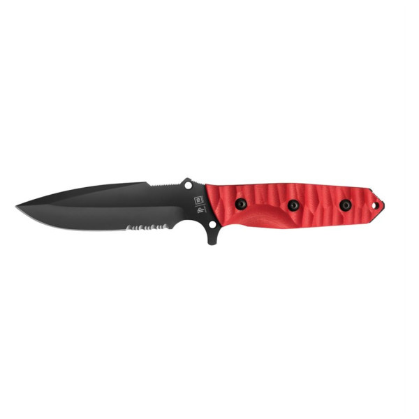 TB OUTDOOR Maraudeur Survival Knife G10 Serrated kés piros