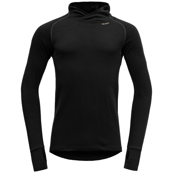 Devold Expedition Merino 235 Hoodie Man férfi funkcionális pulóver fekete Black