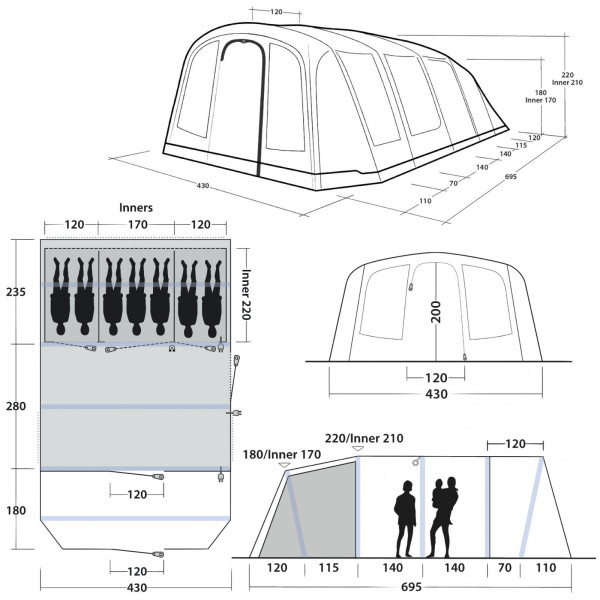 Outwell Stonehill 7 Air felfújható sátor