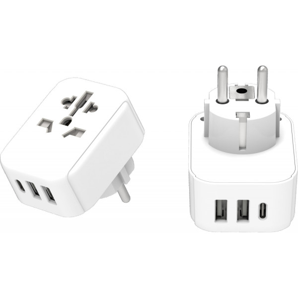Adapter Lifeveture World to Europe Travel Adaptor with USB (& USB C)