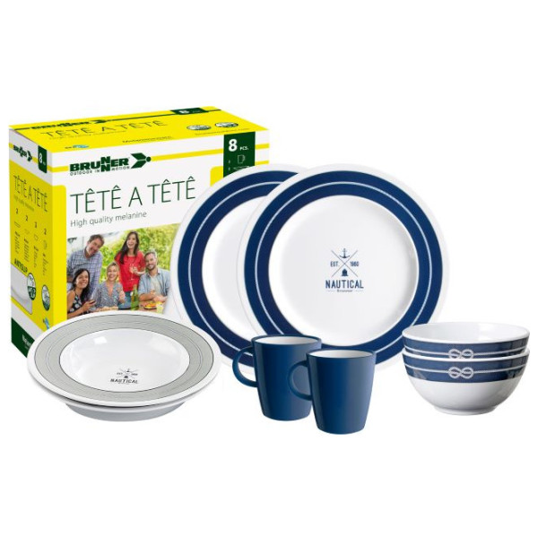 Brunner Set tête-à-tête Nautical 8 pcs edénykészlet fehér/kék