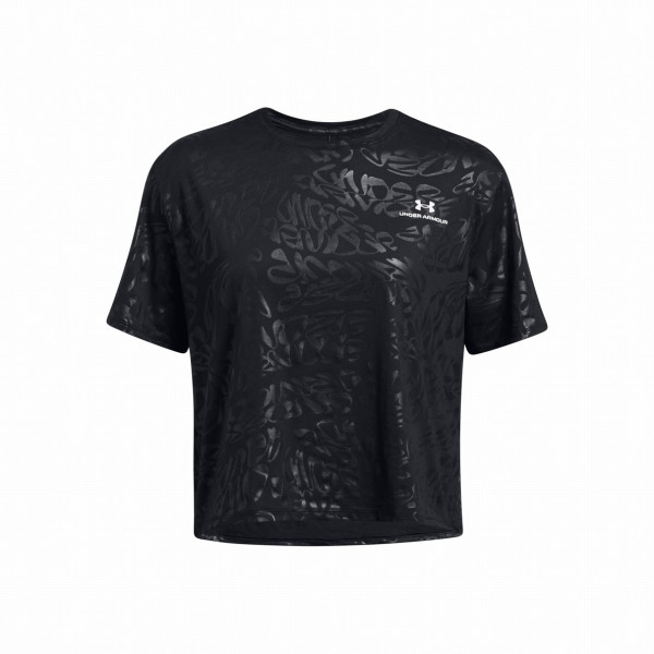 Under Armour Rush Energy Emboss Crop SS női póló fekete/fehér Black/White