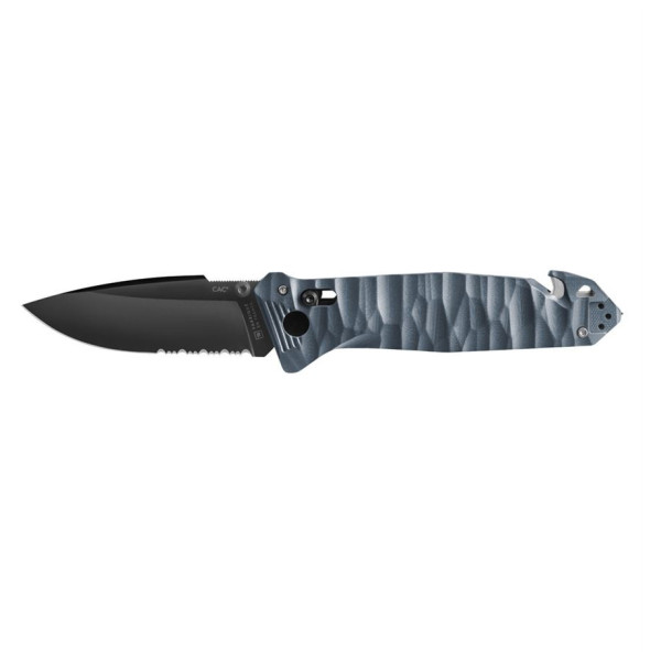 TB OUTDOOR Cac S200 French Army Knife Textured G10 Serrated zsebkés kék/szürke