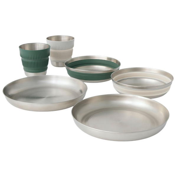 Sea to Summit Detour Stainless Steel Collapsible Dinnerware Set 6 Piece edénykészlet ezüst/zöld