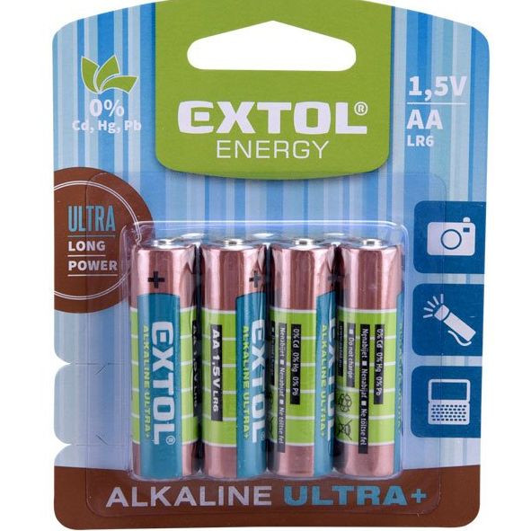 Alkáli elem AA Extol Ultra+ 4db