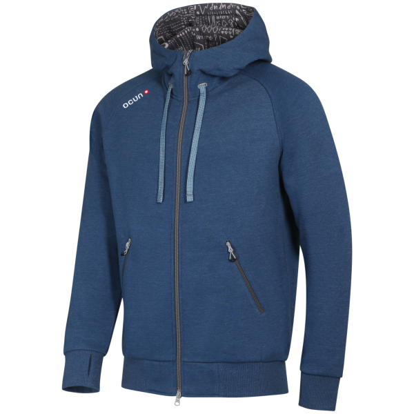 Ocún Hoddie Zipper Men férfi pulóver kék Blue Opal / Excalibur