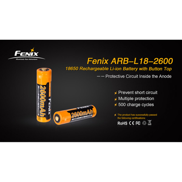 Tölthető elem Fenix 18650 2600 mAh (Li-Ion)