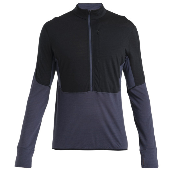 Icebreaker Men Merino 200 Realfleece™ Descender LS Half Zip férfi funkcionális pulóver fekete Black/Graphite/Cb