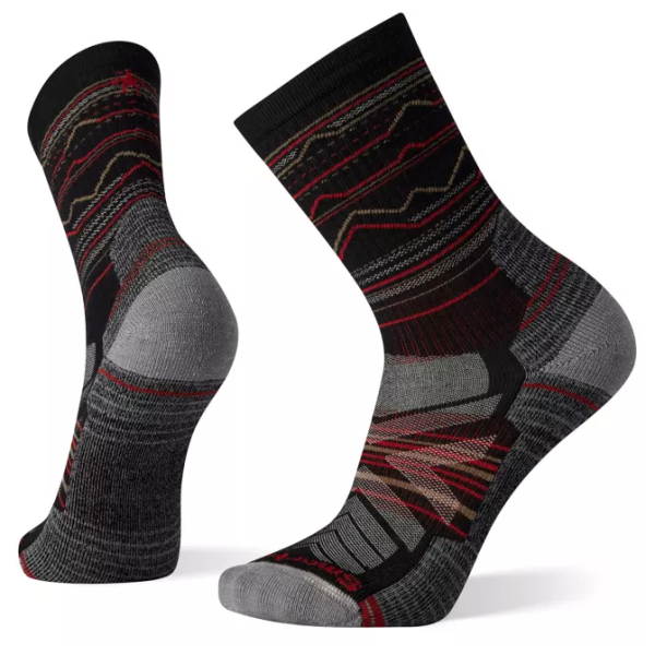 Zokni Smartwool Hike Light Cushion Mountain Range Pattern Crew Socks fekete