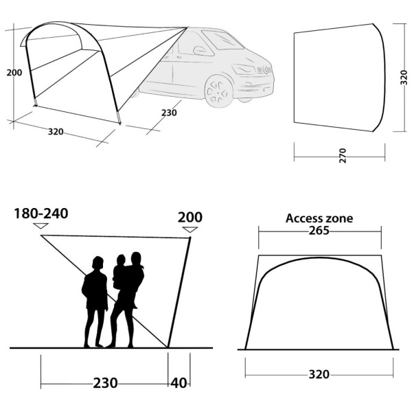 Outwell Touring Canopy (2021) árnyékoló - kifeszített sátorponyva