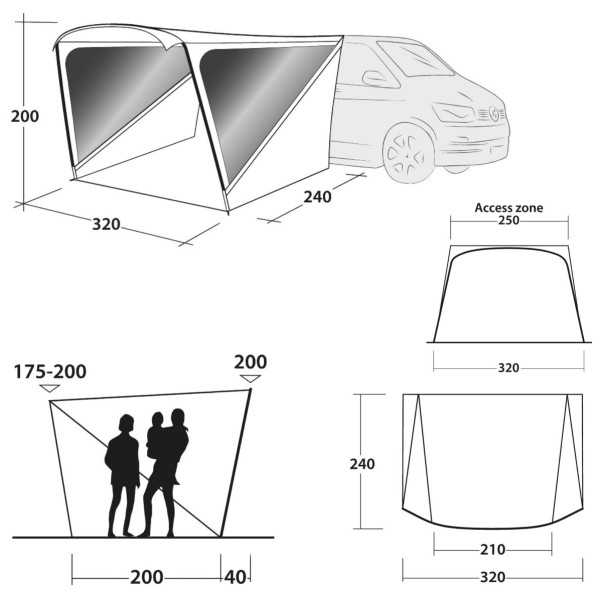 Outwell Touring Shelter árnyékoló - kifeszített sátorponyva