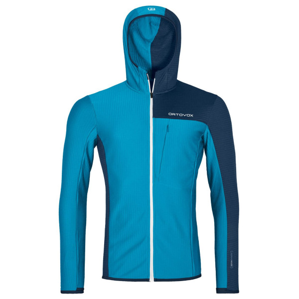 Ortovox Fleece Light Grid Hooded Jkt M férfi funkcionális pulóver kék mountain blue